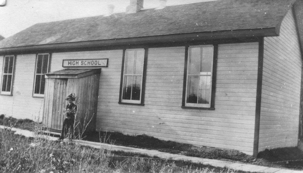 Yorkton High School 1908 1909, Jessie McPhee by door.  Teacher W.S. Cram, Eva Neiley, Eva (Neiley) Cooper,    CA, Canada, Sk, Saskatchewan